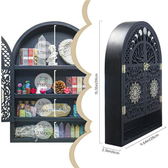 Large wooden crystal display shelf moon phase wall shelf storage home decor - Picture 3 of 8